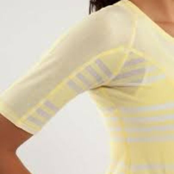 Lululemon Puri Tee Short Sleeve T-Shirt Yellow Sheer Size 6/Small - Picture 3 of 6
